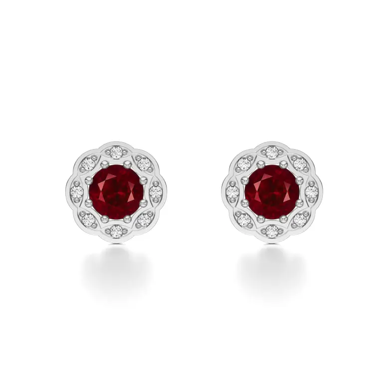 Kolczyki z rubinem w białym złocie AJK_028 Kolczyki z rubinem w białym złocie AJK_028